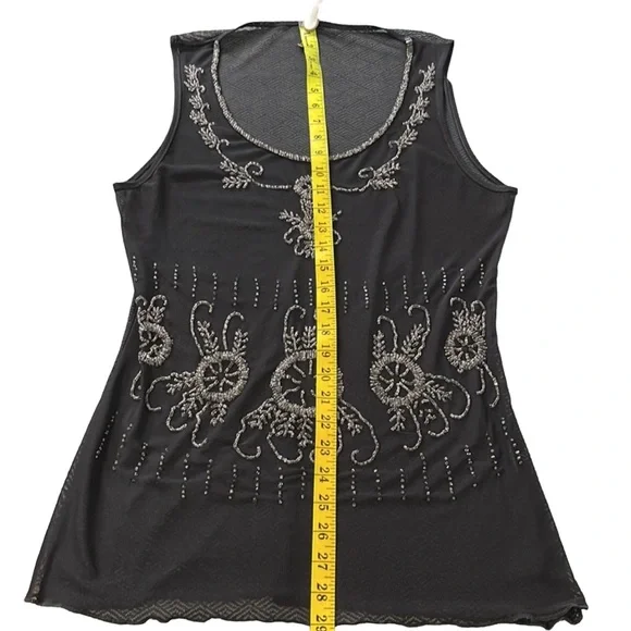 Soyaconcept Dark Grey Sheer Silver Beaded Tank (L) - Picture 12 of 15